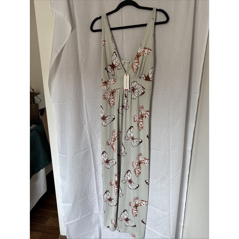 Earthbound Maxi Dress Butterfly Print Sleeveless Size XXL NWT